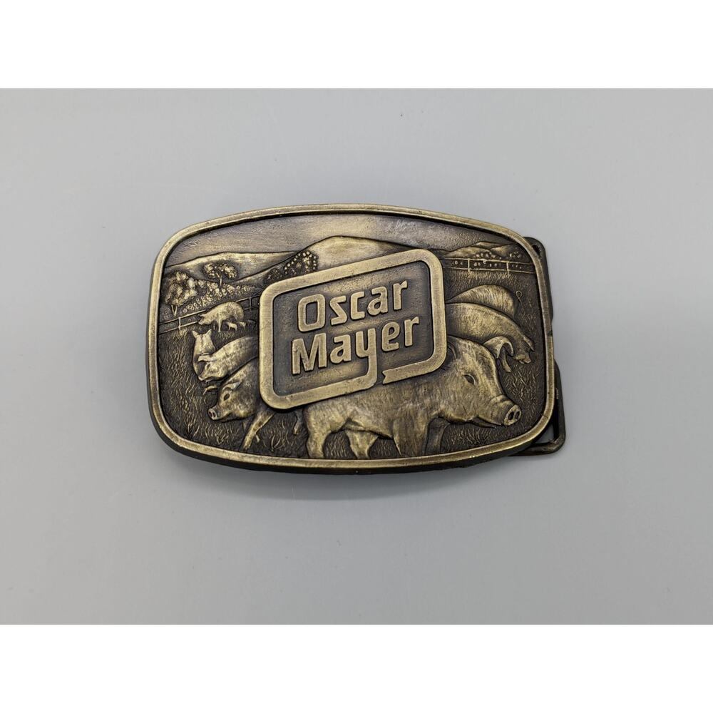 Oscar Mayer Trophy Style Bronze Brass Belt Buckle USA New England Craftsman 1982